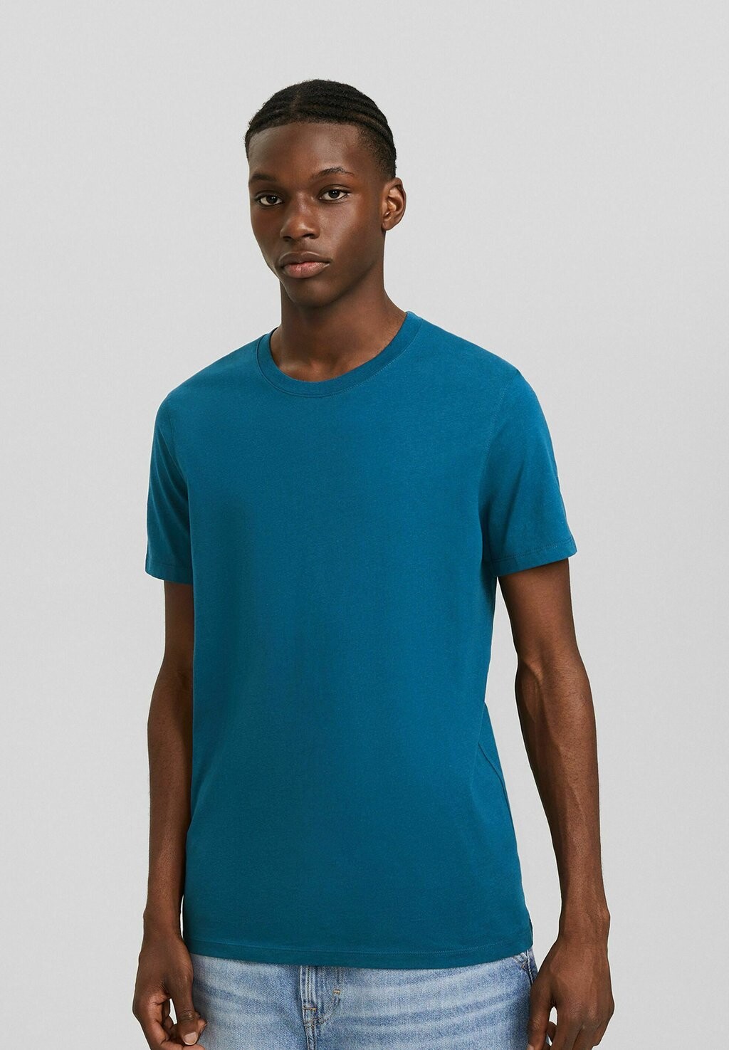 

Базовая футболка Short Sleeve Bershka, цвет light blue