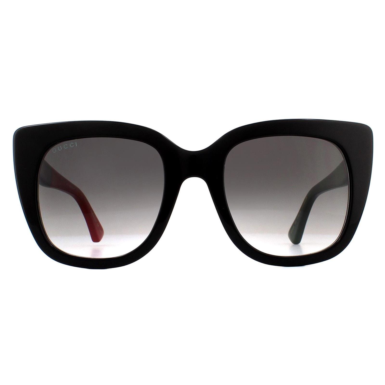 цена Черные солнцезащитные очки «кошачий глаз» с красно-зелеными и коричневыми градиентами GG0163SN Gucci, черный
