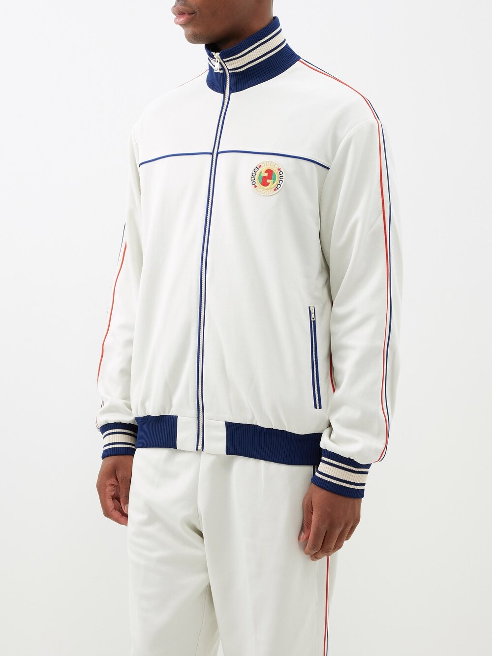 

Спортивный топ на молнии с застежкой g-patch Gucci, белый