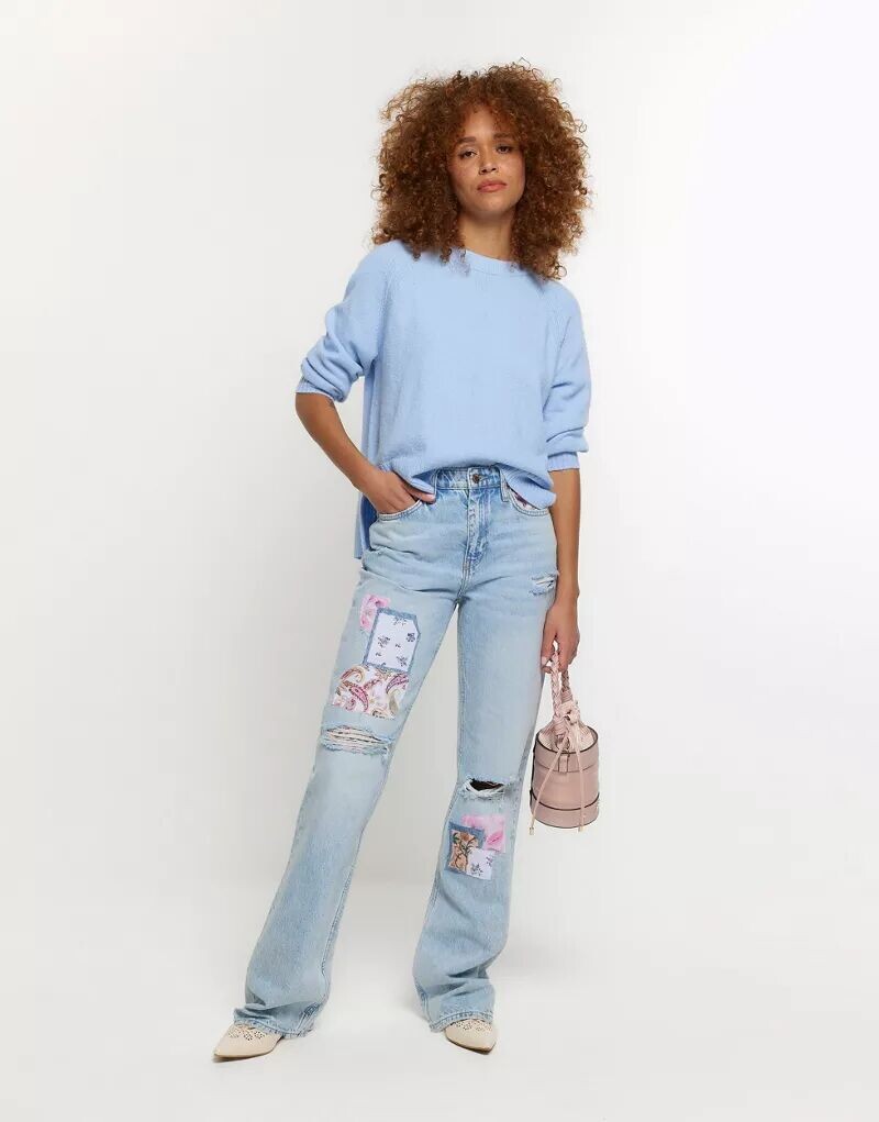 

Прямые джинсы из денима River Island Patch, средний размер