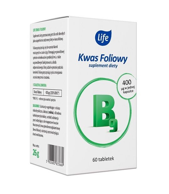 

Таблетки фолиевой кислоты Life Kwas Foliowy Witamina B9, 60 шт