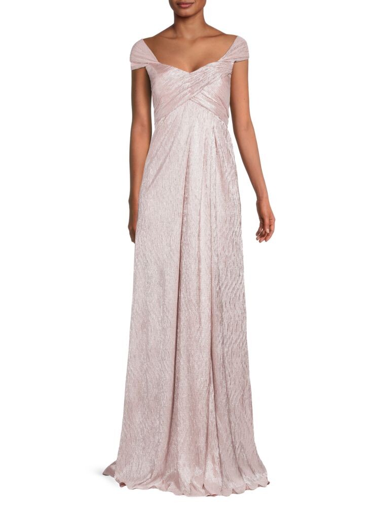 

Платье металлик с открытыми плечами Rene Ruiz Collection, цвет Blush