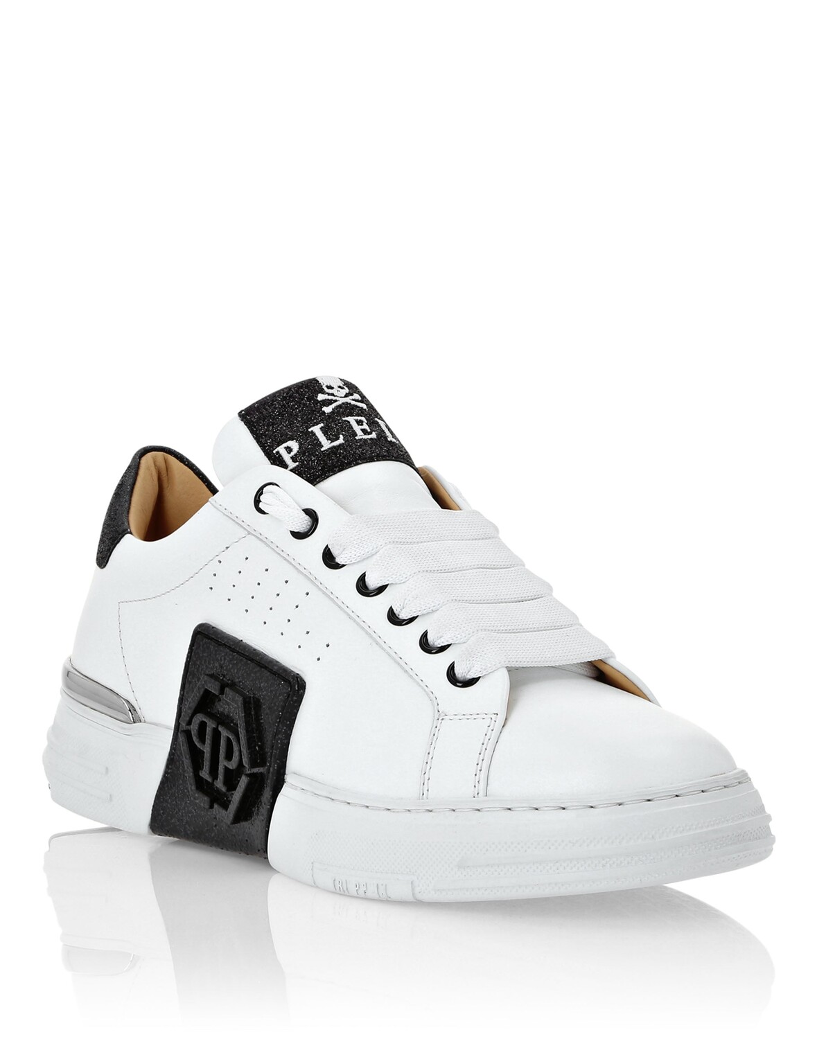 

КРОССОВКИ LO-TOP PHANTOM KICK$ GLITTER Philipp Plein, цвет White / Black