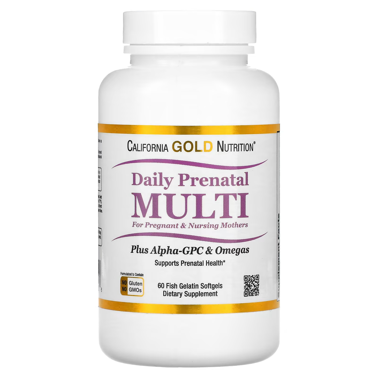 Мультивитамины пренатальные California Gold Nutrition с рыбным желатином, 60 мягких капсул мультивитамины california gold nutrition 60 капсул