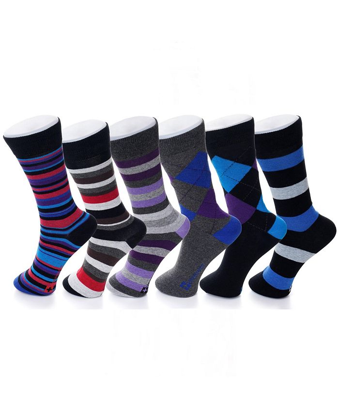 цена Комплект из 6 мужских хлопковых классических носков до середины икры с узором Argyle Solids Alpine Swiss, фиолетовый