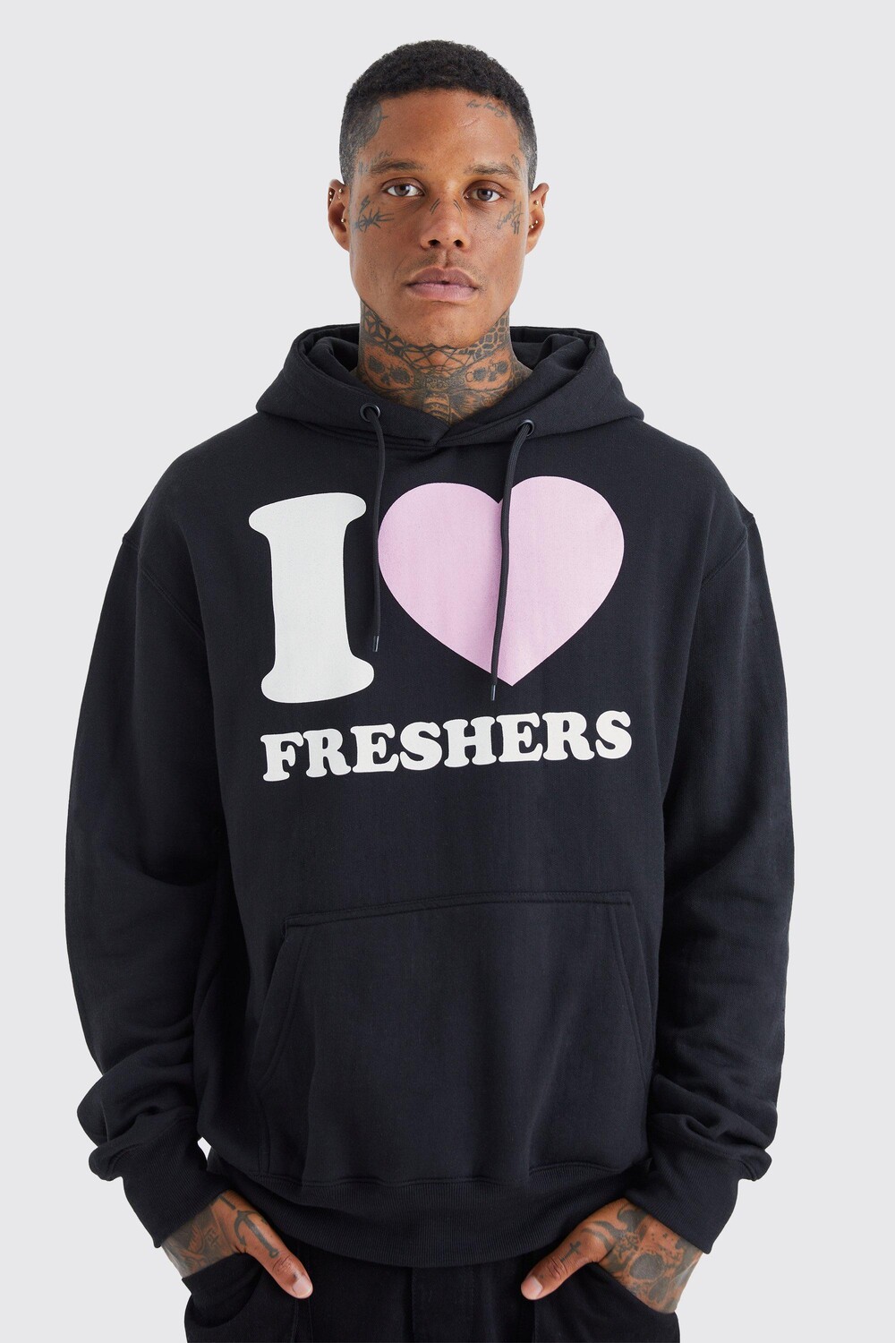 

Худи оверсайз i heart freshers Boohoo, черный