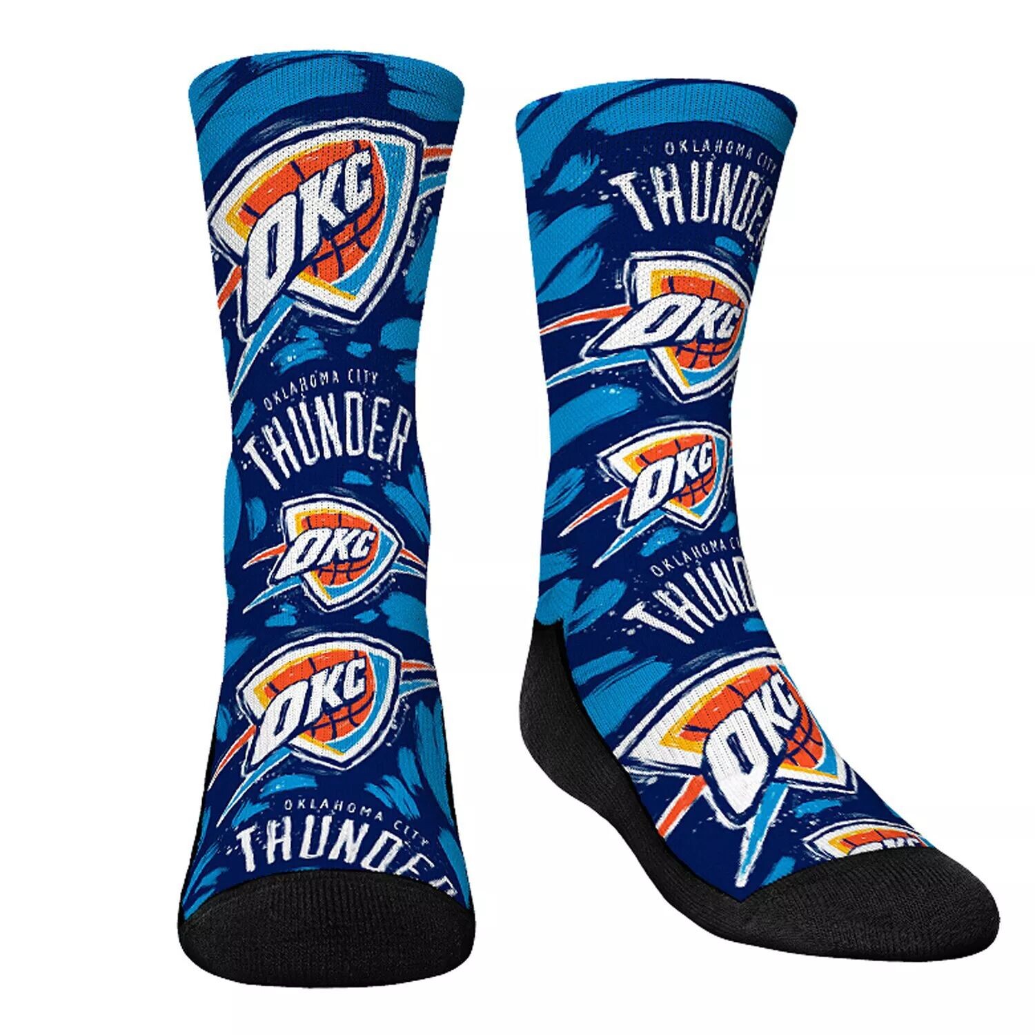

Молодежные носки Rock Em Носки с логотипом и краской Oklahoma City Thunder Allover Unbranded