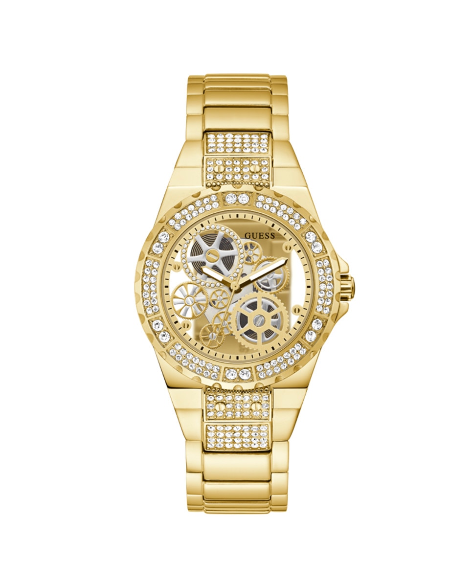 Женские часы Reveal GW0302L2 со стальным и золотым ремешком Guess, золотой