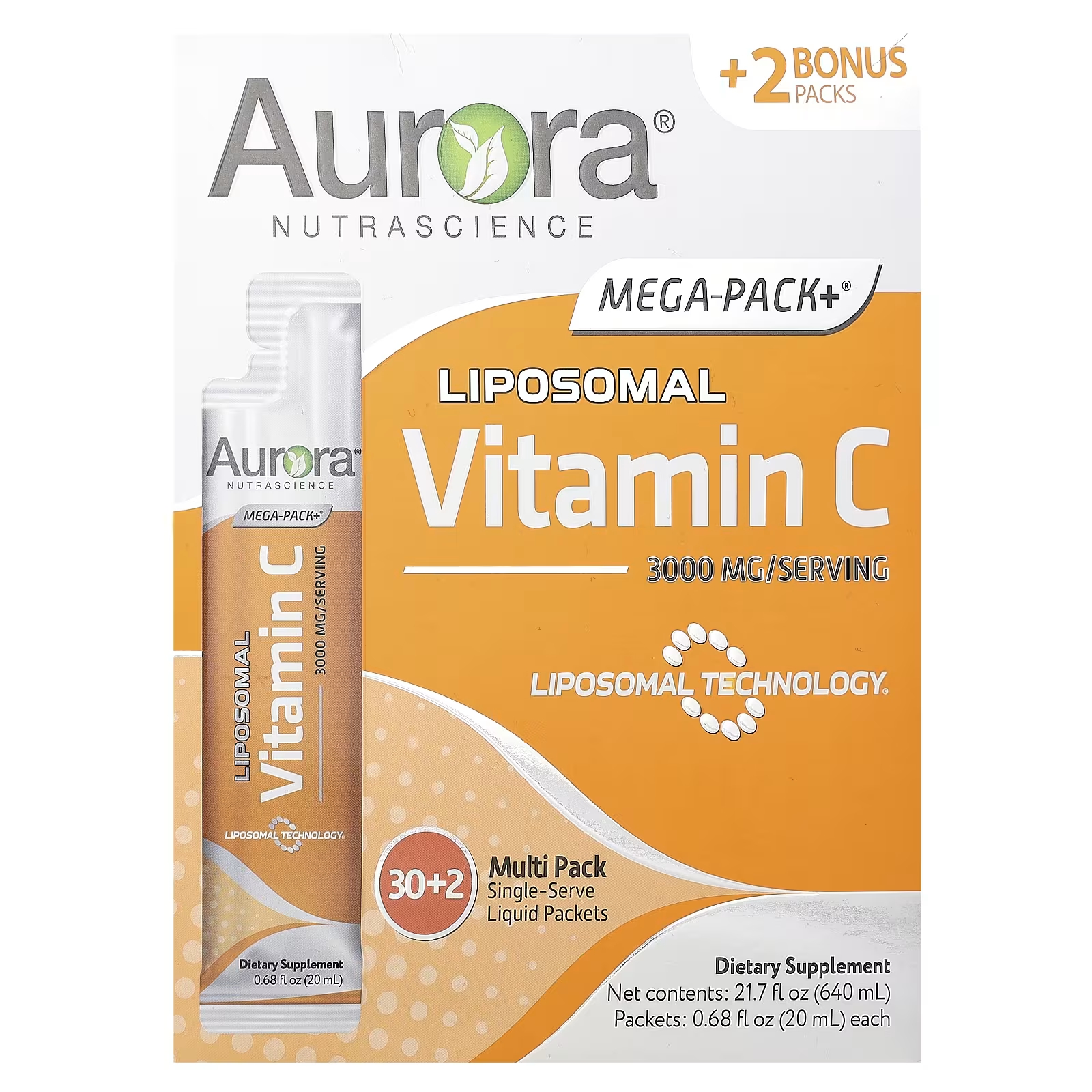 Mega-Pack+ Липосомальный витамин С 3000 мг 32 упаковки по 0,68 жидкой унции (20 мл) каждая Aurora Nutrascience trove mega menagerie pack