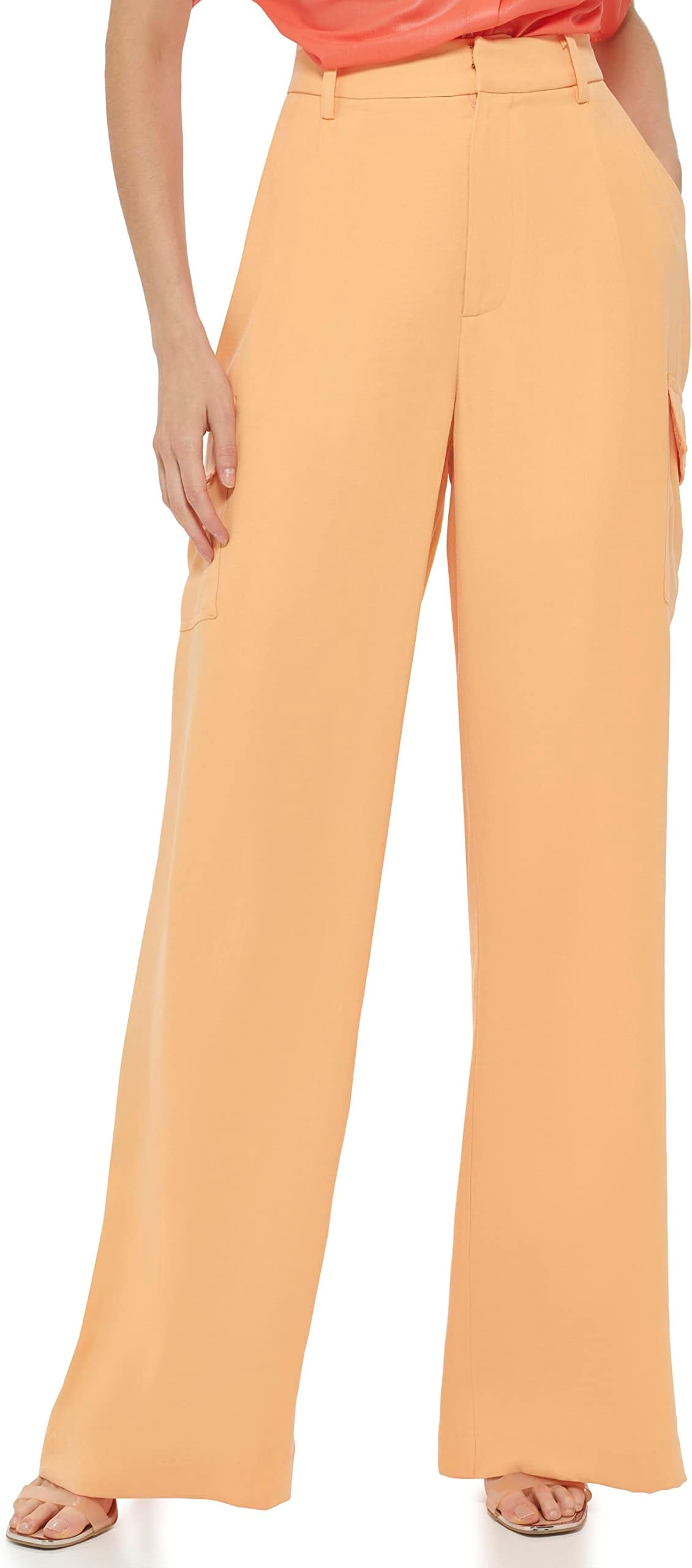 Брюки из матового твила DKNY, цвет Canteloupe пиджак на одной пуговице из матового твила dkny цвет persimmon