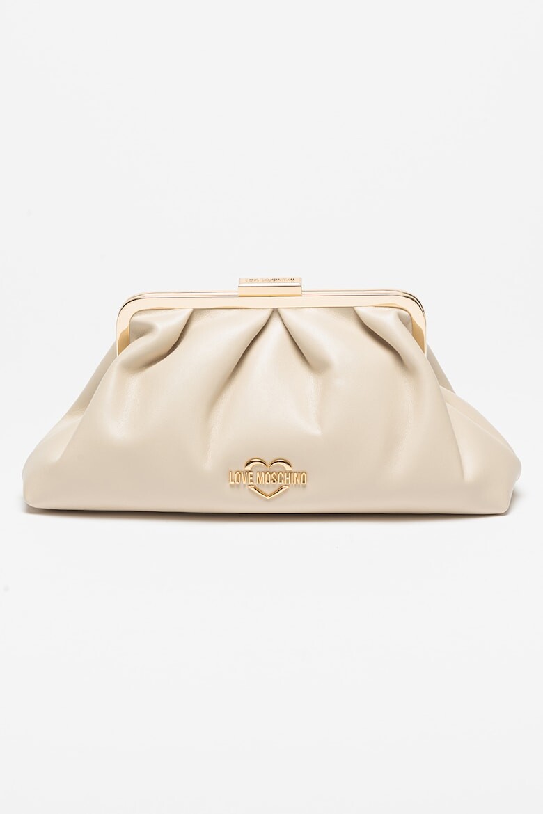 

Клатч из экокожи с металлическим логотипом Love Moschino, бежевый