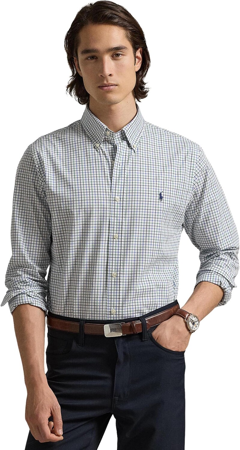 

Рубашка Polo Ralph Lauren Classic Fit Plaid Stretch Poplin Shirt, цвет Blue/Green Multi