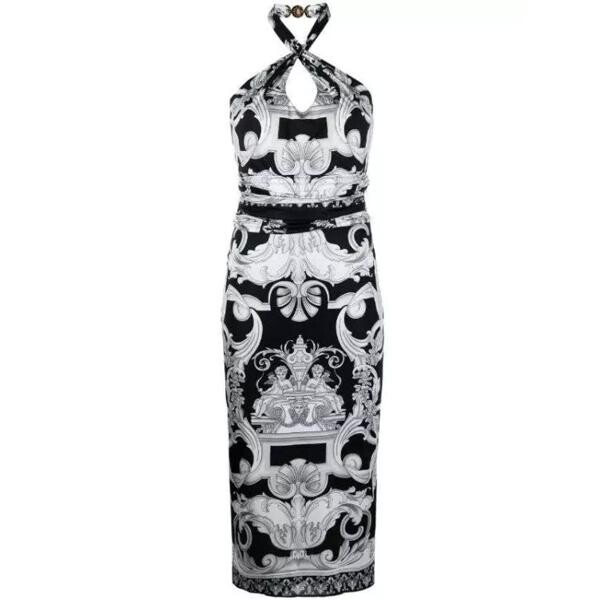 

Платье barocco-print cut-out midi dress Versace, черный