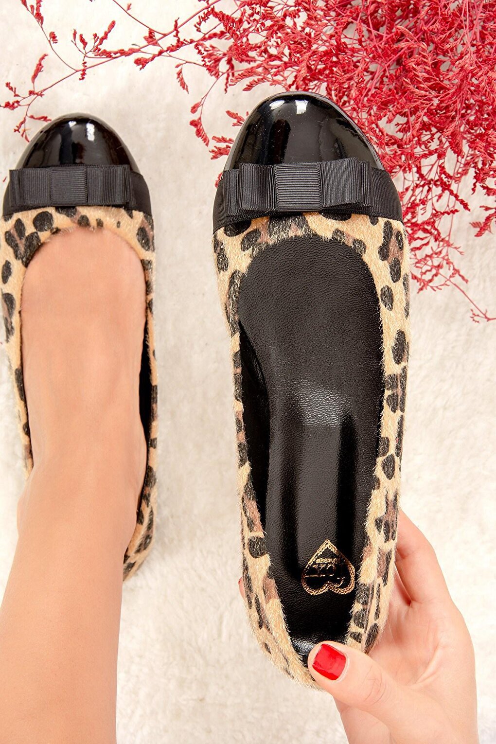 леопардовые черные женские балетки b726881802 fox shoes Черные женские балетки 9726019502 Fox Shoes