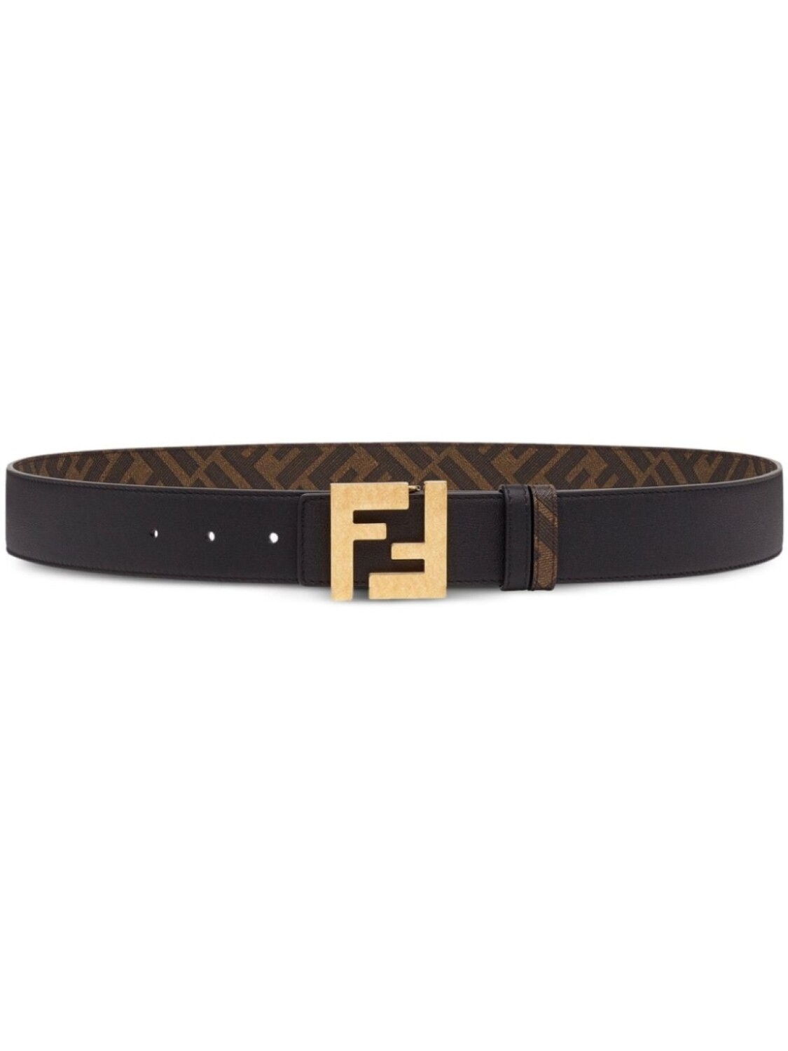 

Ремень кожаный двусторонний с логотипом FENDI FF, черный