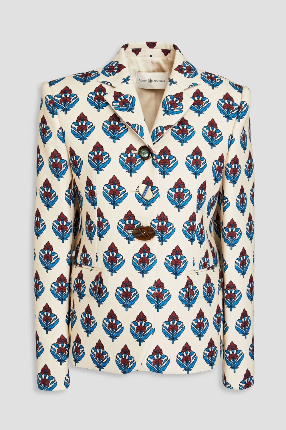 

Креповый блейзер с принтом Tory Burch, крем