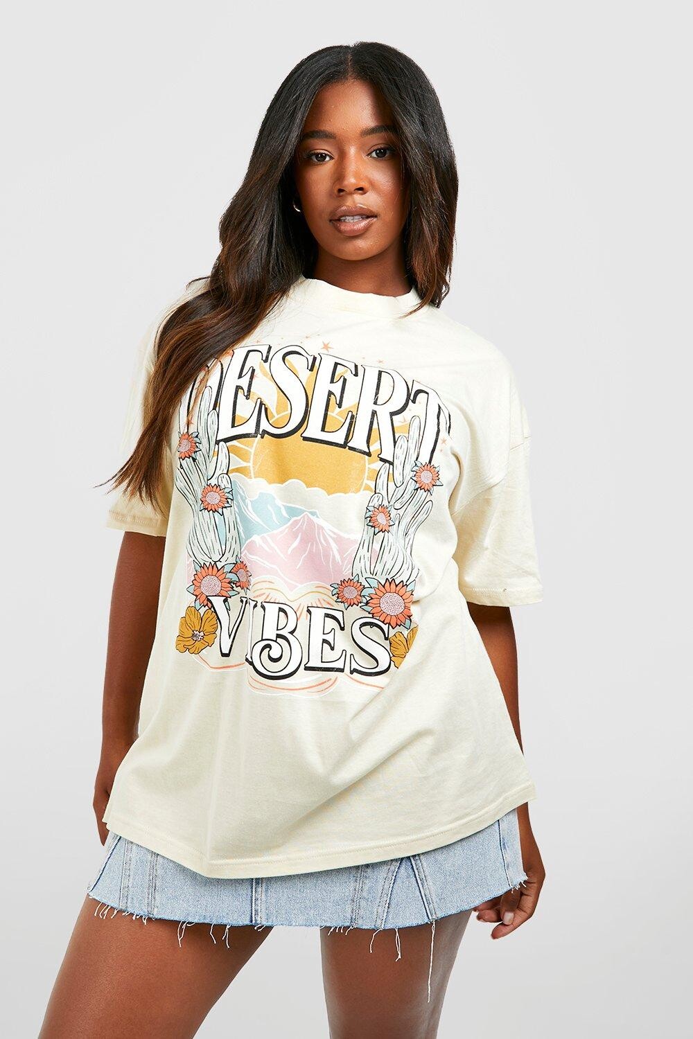 

Футболка оверсайз plus desert vibes western Boohoo, серый