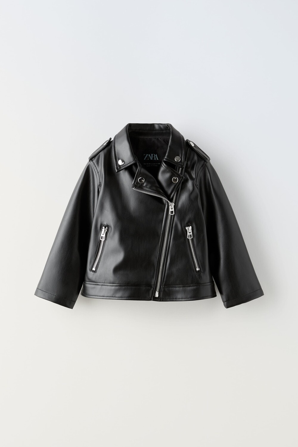 

Байкерская куртка из искусственной кожи Zara, черный