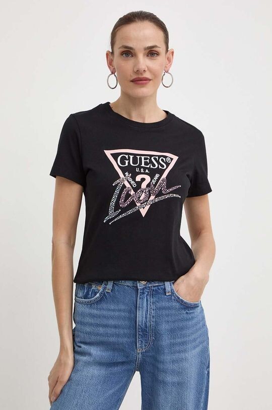 

Хлопковая футболка Guess, черный