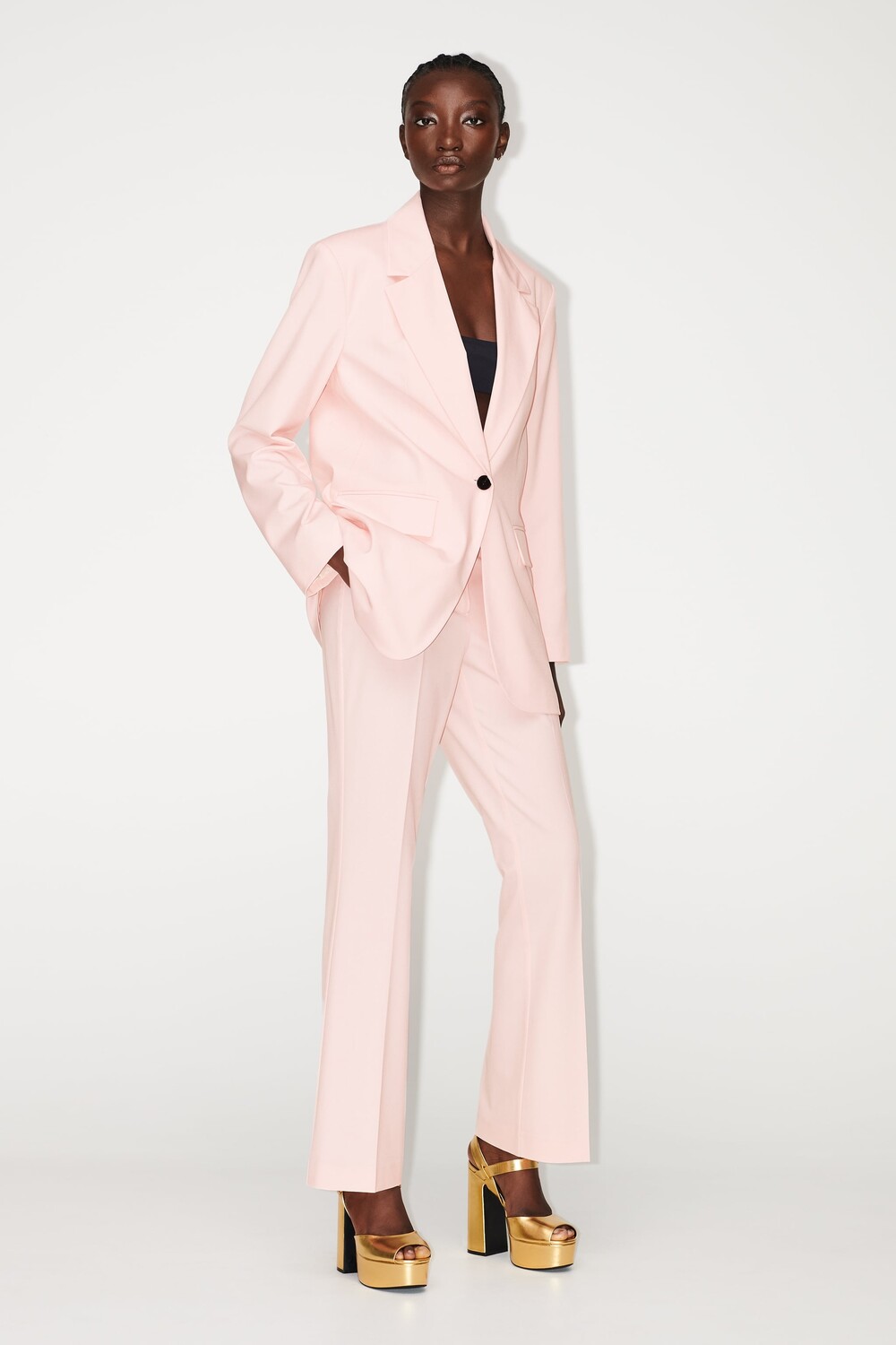 

Прямой блейзер Zara, средне-розовый