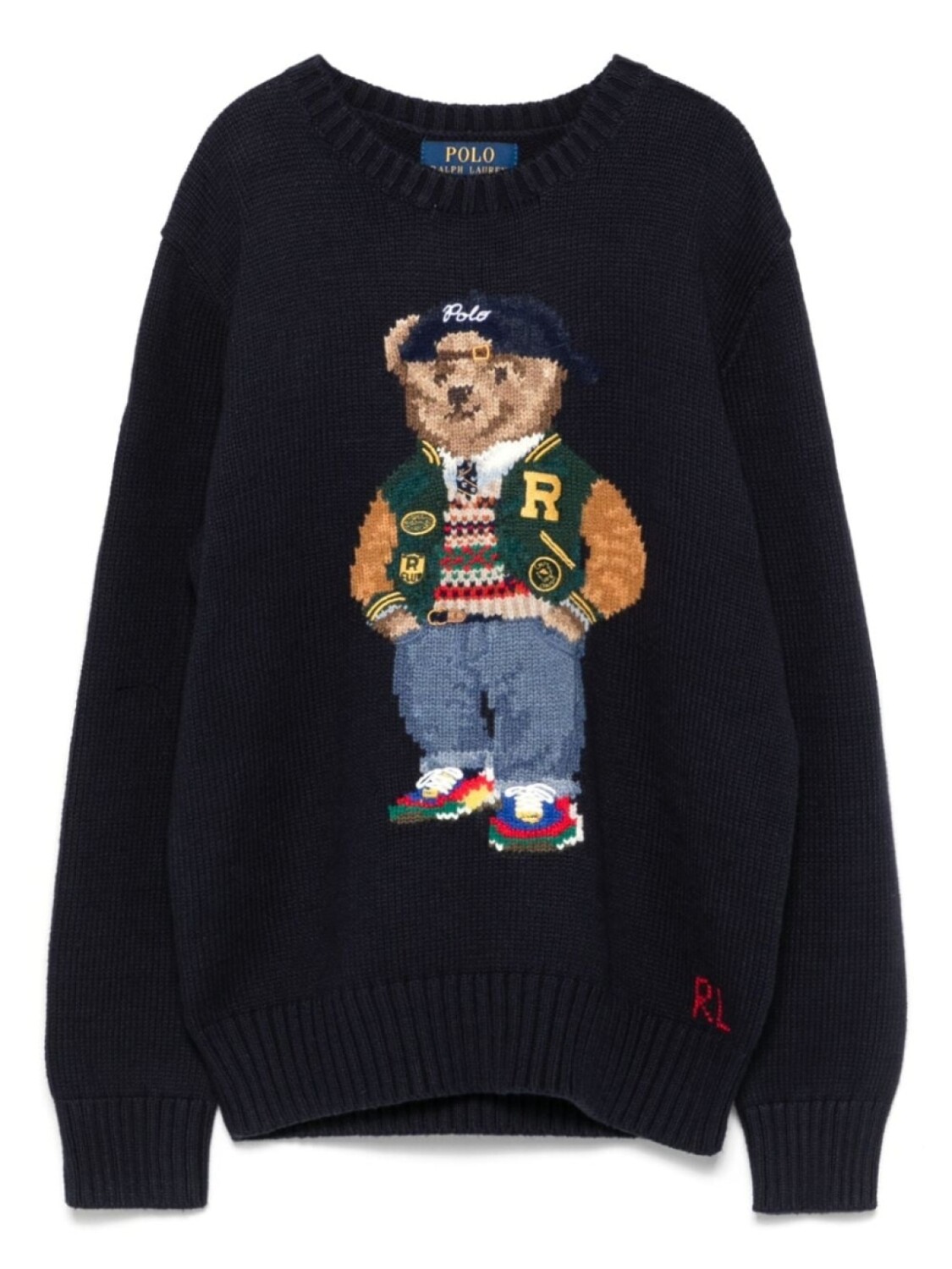 

Ralph Lauren Kids polo Bear-интарсия свитер, синий