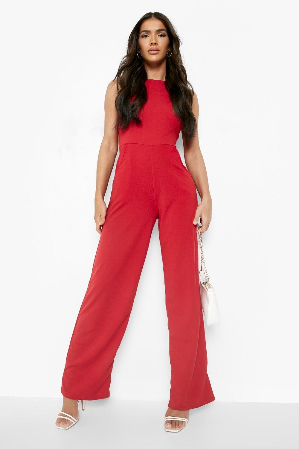 

Комбинезон с круглым вырезом Boohoo, красный
