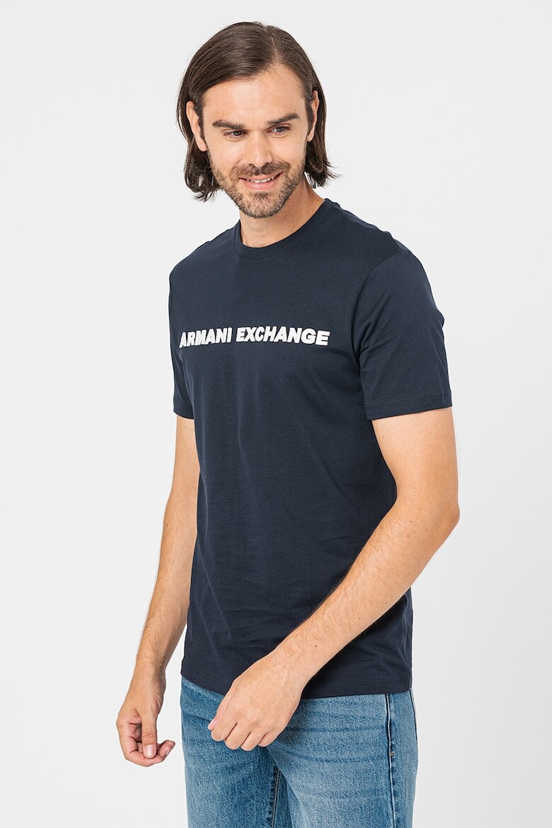 

Футболка с овальным вырезом и логотипом Armani Exchange, синий