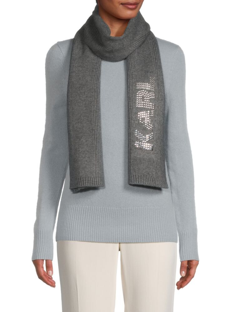

Вязаный шарф с заклепками и логотипом Karl Lagerfeld Paris, цвет Heather Granite