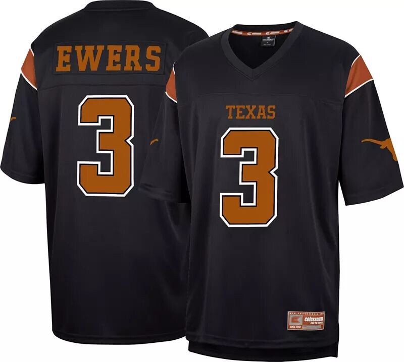 

Colosseum Мужская футболка Texas Longhorns Quinn Ewers #3, черная реплика