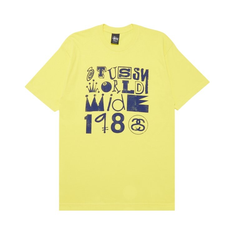 

Футболка Stussy World Wide 1980 Multifont 'Yellow', желтый