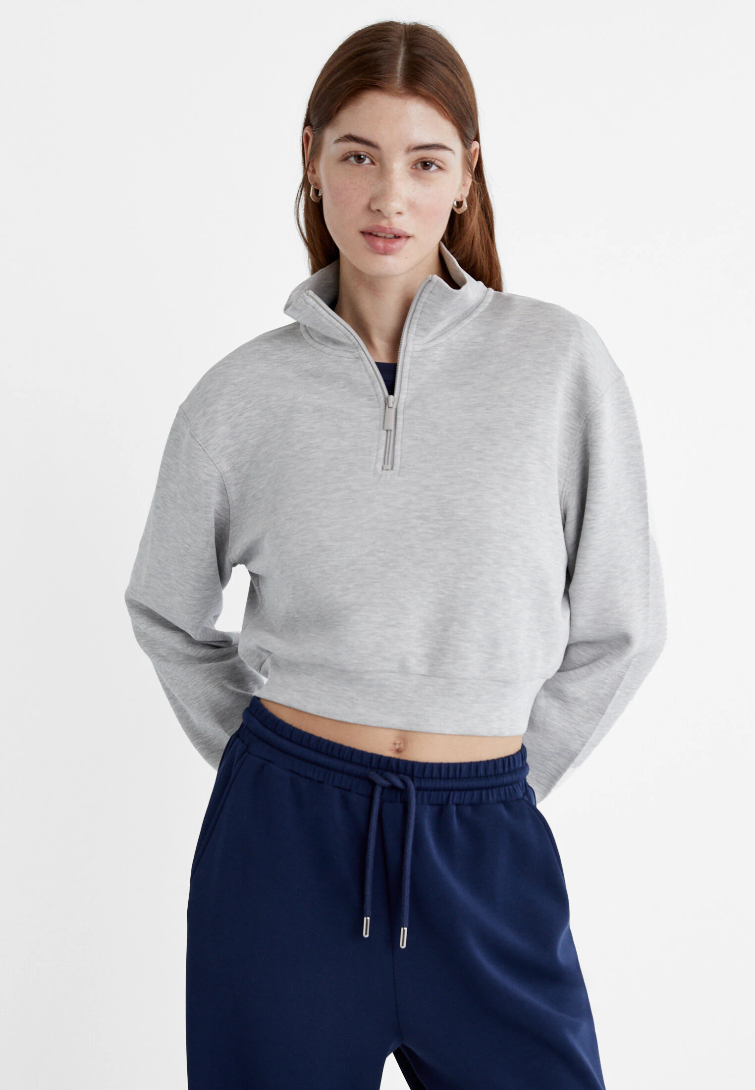 

Толстовка из модала на молнии Stradivarius, серый