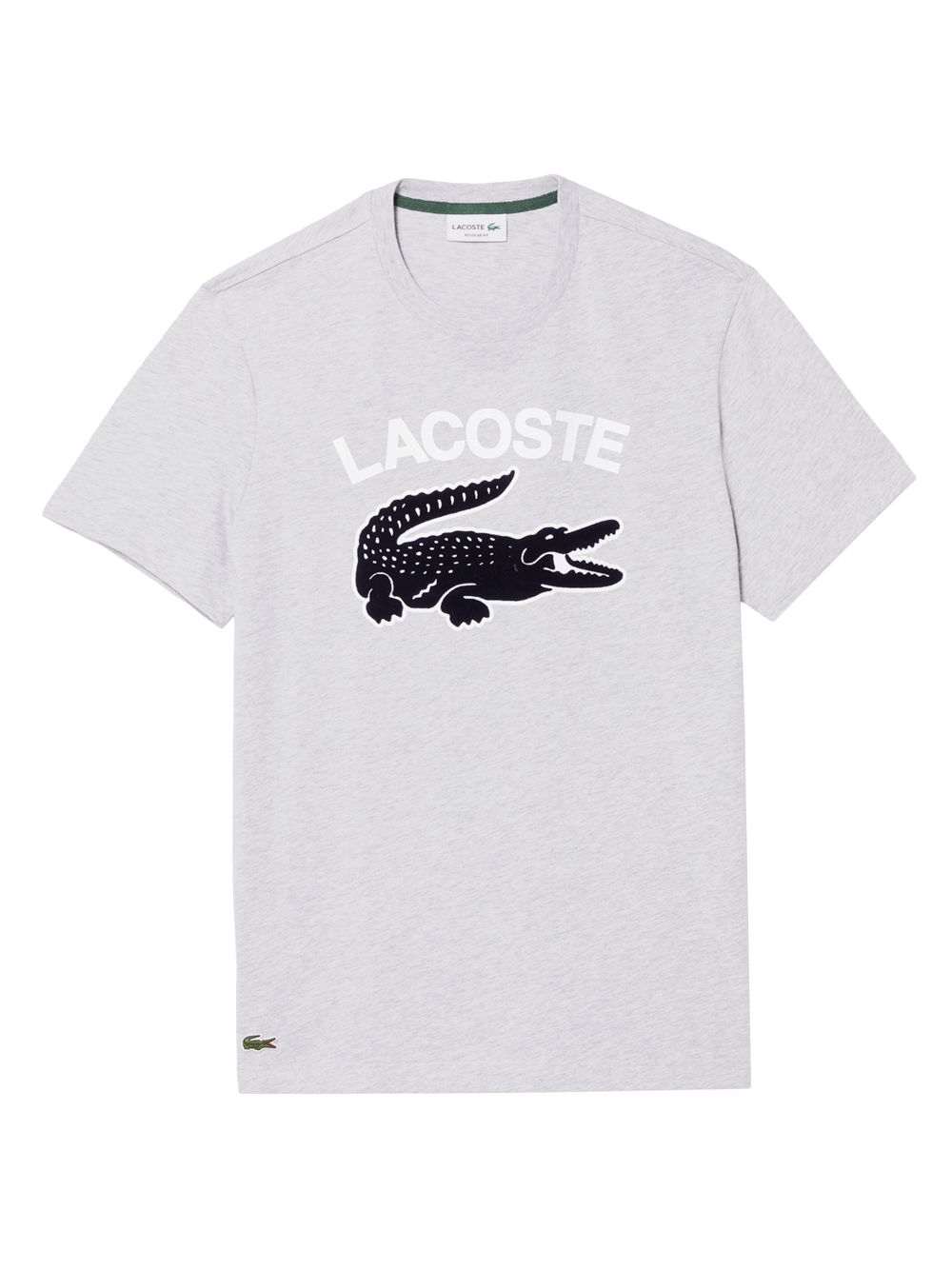 

Хлопковая футболка с логотипом под крокодила Lacoste, серый