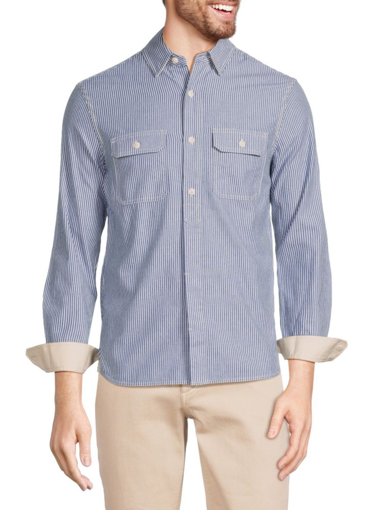 Полосатая рабочая рубашка с длинным рукавом Alex Mill, цвет Blue White