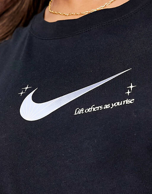 

Черная футболка свободного кроя с принтом на спине Nike Plus, Черный