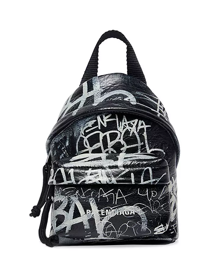 

Мини-рюкзак через плечо Explorer с граффити Balenciaga, черный