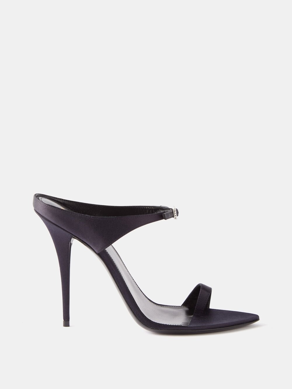 

Атласные босоножки dive 110 с кристаллическими пряжками Saint Laurent, синий