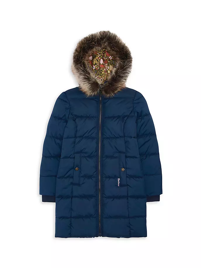 

Стеганая куртка Rosoman для маленьких девочек и девочек Barbour, темно-синий