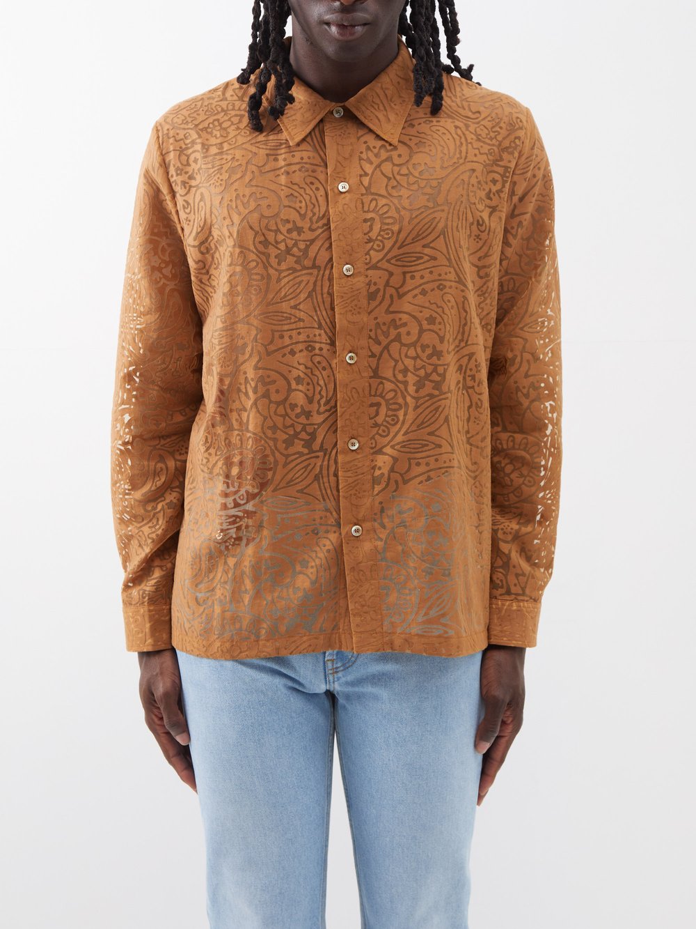 Рубашка maui из смесового хлопка с узором деворе Séfr, бежевый