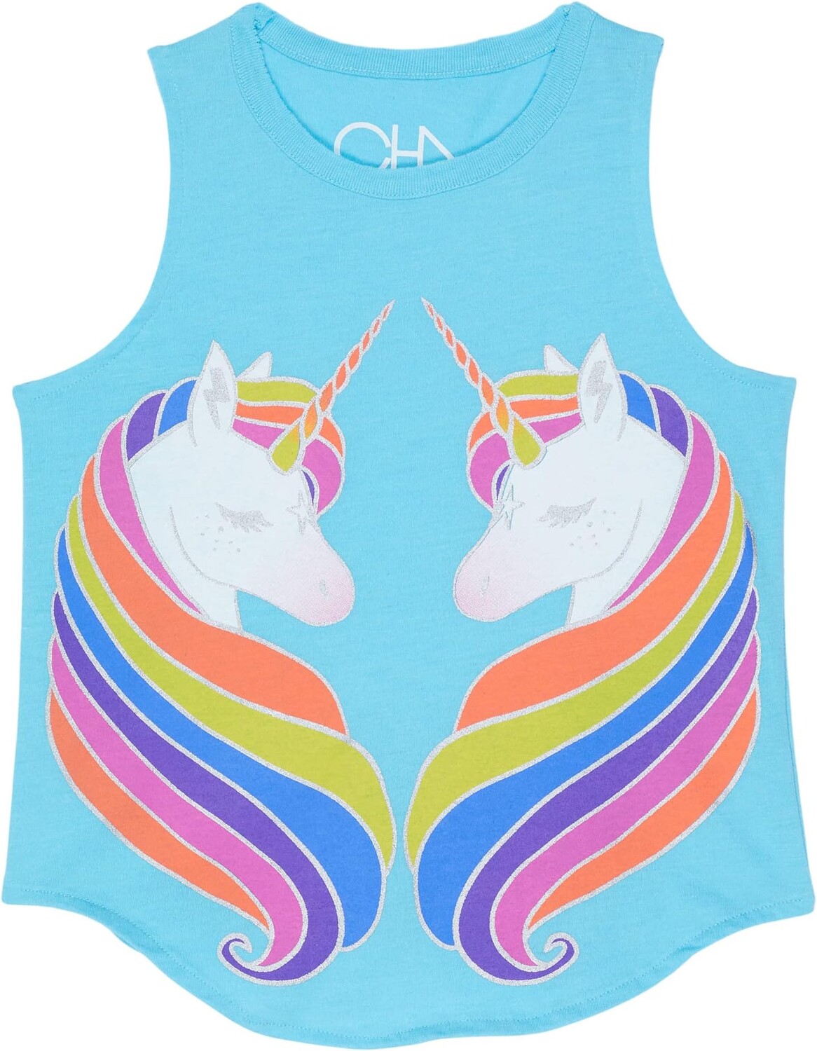

Рубашка Chaser Reflected Rainbow Unicorns Shirttail Muscle, цвет Spa