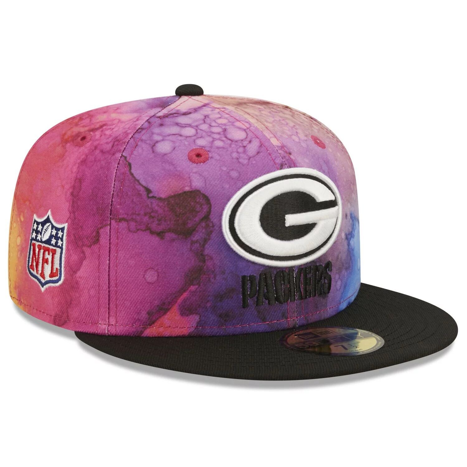 

Мужская облегающая шляпа New Era Pink/Black Green Bay Packers 2022 NFL Crucial Catch 59FIFTY