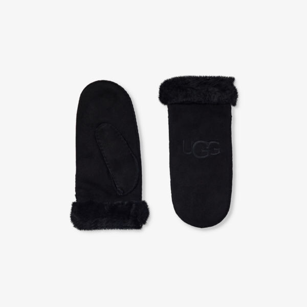 

Округлые варежки из замши и овчины с вышитым логотипом Ugg, черный
