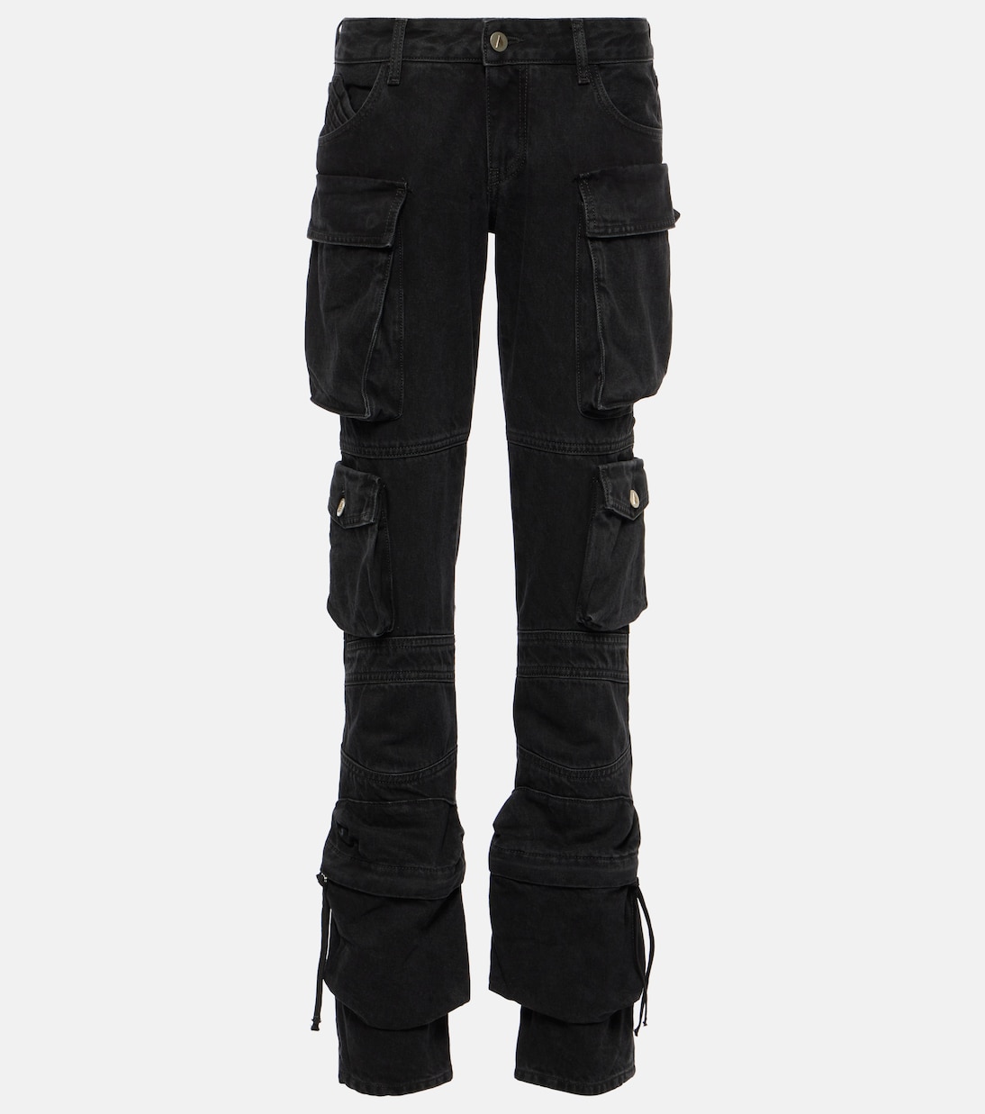 Прямые джинсы карго с низкой посадкой The Attico, черный