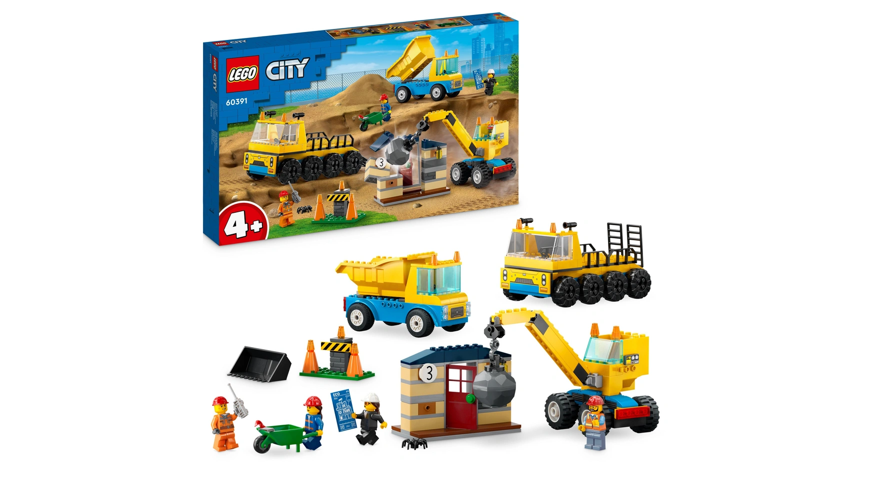Lego City строительные машины и кран с шаром-разрушителем