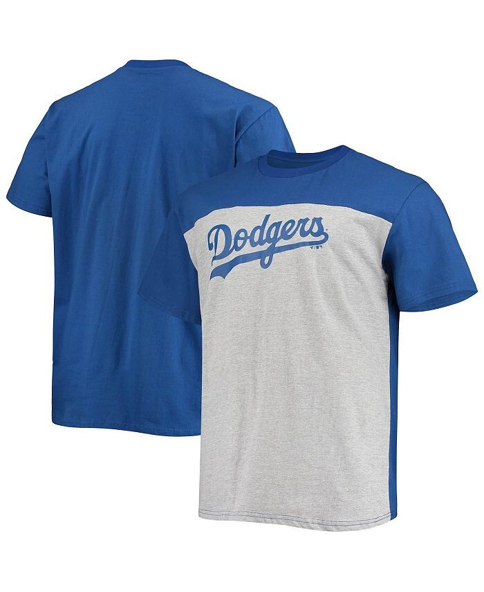 

Мужская футболка Royal, Heather Grey Los Angeles Dodgers Big and Tall с цветными блоками Fanatics, мультиколор