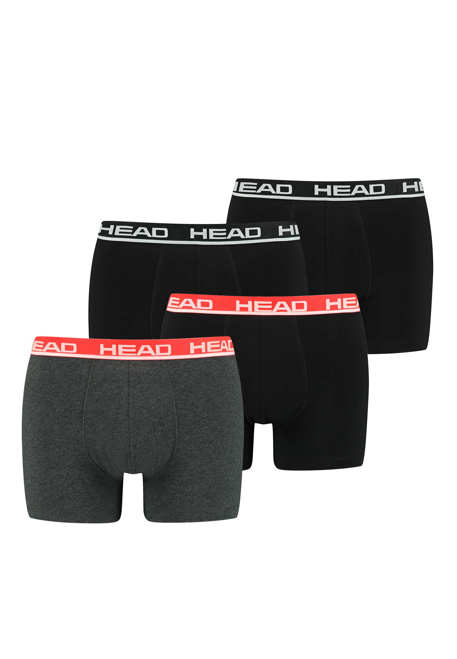 Боксеры HEAD Boxershorts Head Basic Boxer 4P, цвет Black/Grey Red