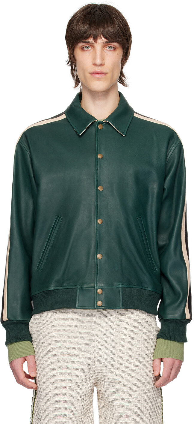 

Зеленая кожаная куртка Le Blouson Cuir Drole De Monsieur