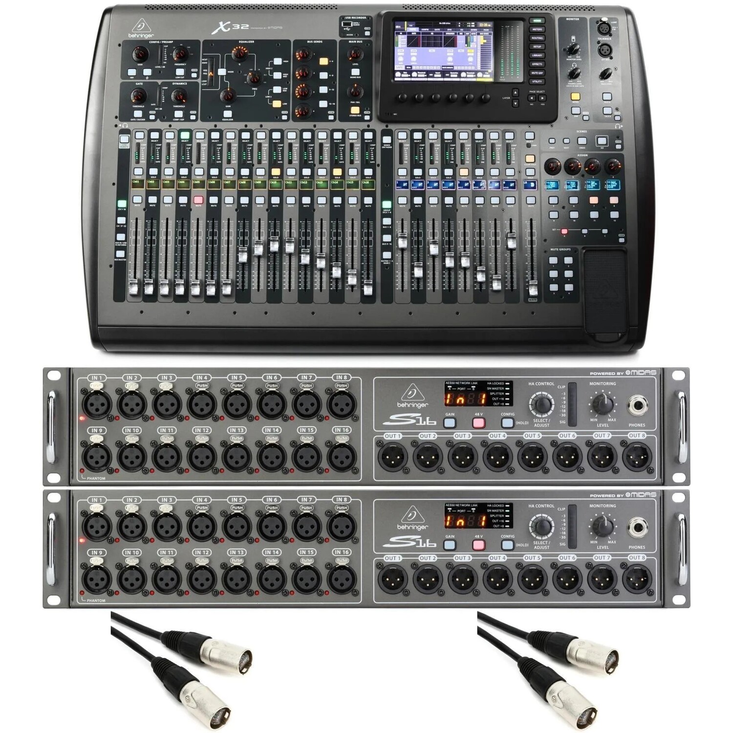 

Комплект цифрового микшера Behringer X32 и двух сценических блоков S16