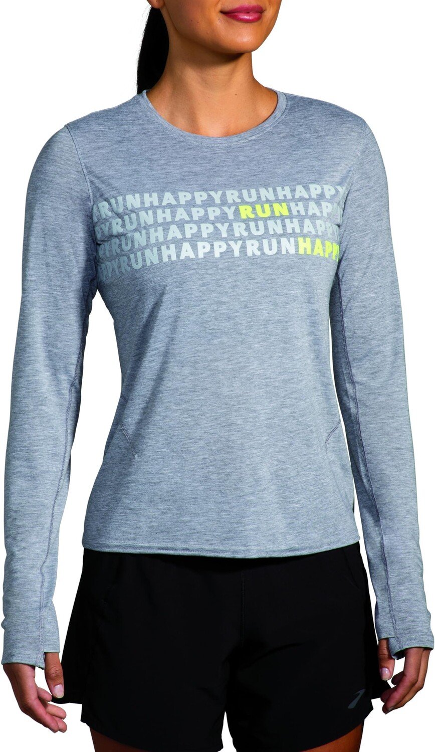 

Лонгслив Brooks Distance Long Sleeve 3.0, цвет Heather Ash/Run Happy Stripe