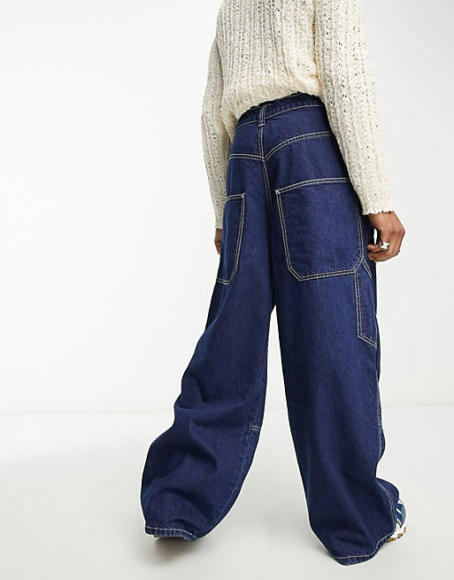 Мешковатые практичные джинсы унисекс COLLUSION цвета индиго