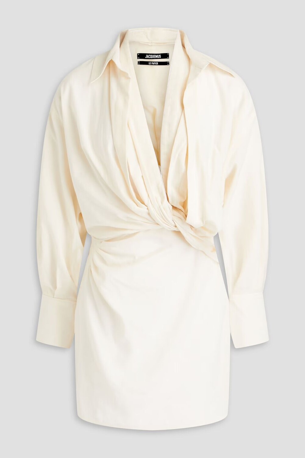

Платье мини Agui с драпировкой и хлопком Jacquemus, слоновая кость
